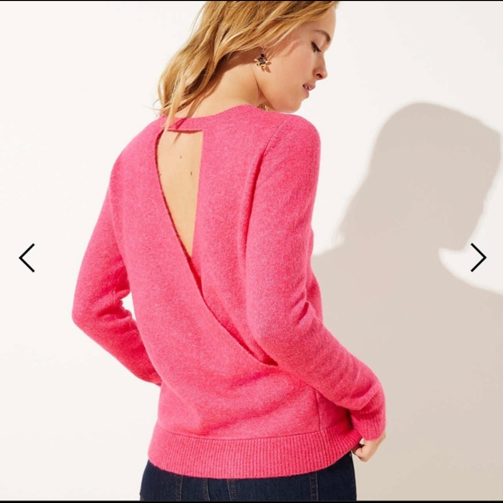 Loft sweater - crossover open back Neon pink